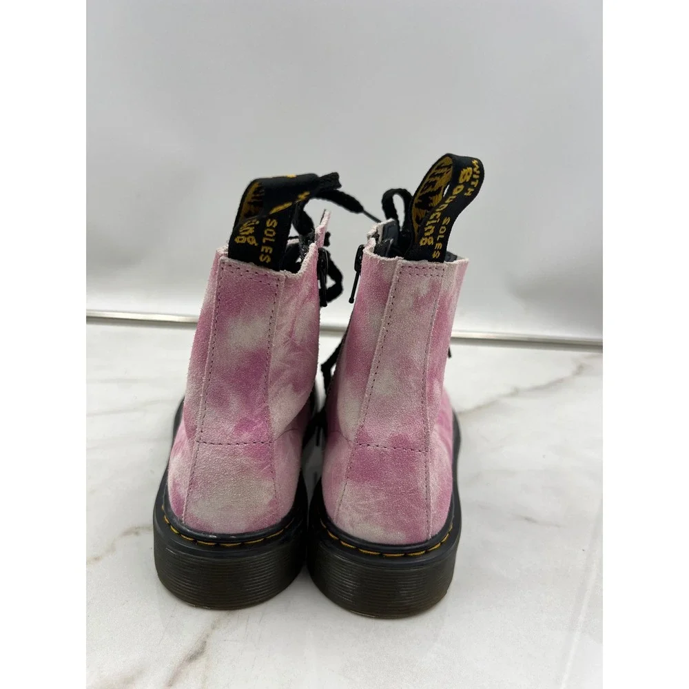 Dr. Martens 1460 Boots Junior Size 3 Pascal J Pink Tie Dye Suede Lace Up
